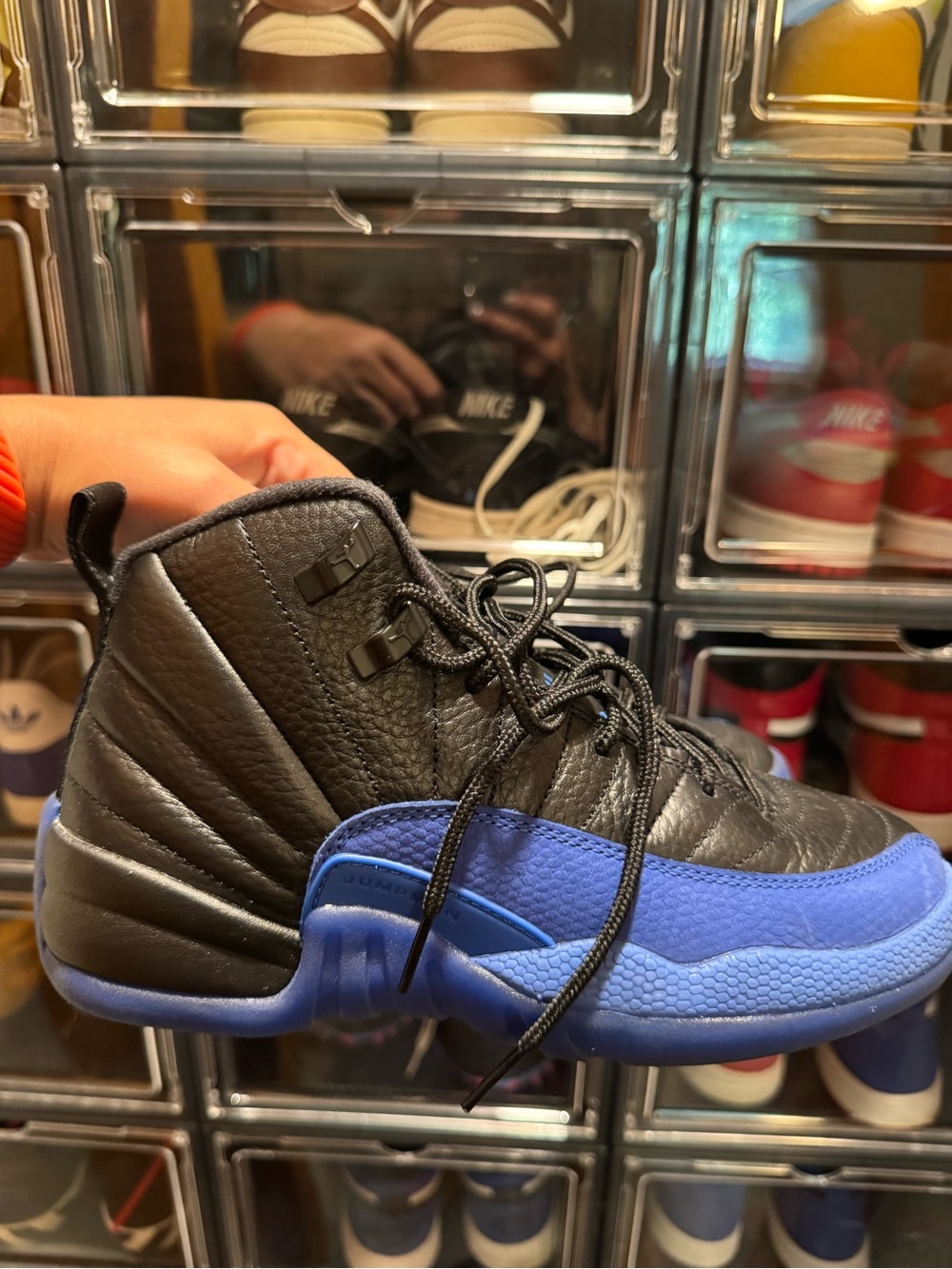Jordan Kids Black and Royal Blue High-Top Sneakers